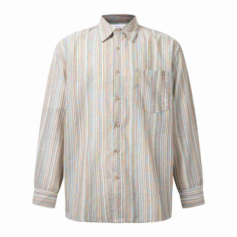 Men's Elegant Long Sleeve Shirt with Stripes Mune Fashion