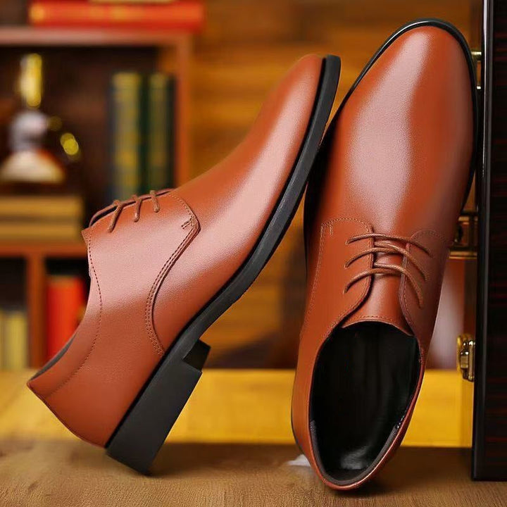Men's Elegant Derby Business Lace-Up Shoes made of Smooth Leather with Narrow Last Mune Fashion