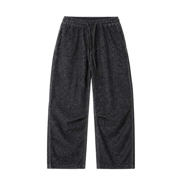 Ladies Wide Relaxed Pants in Denim Look with Elastic Waistband and Drawstring Mune Fashion