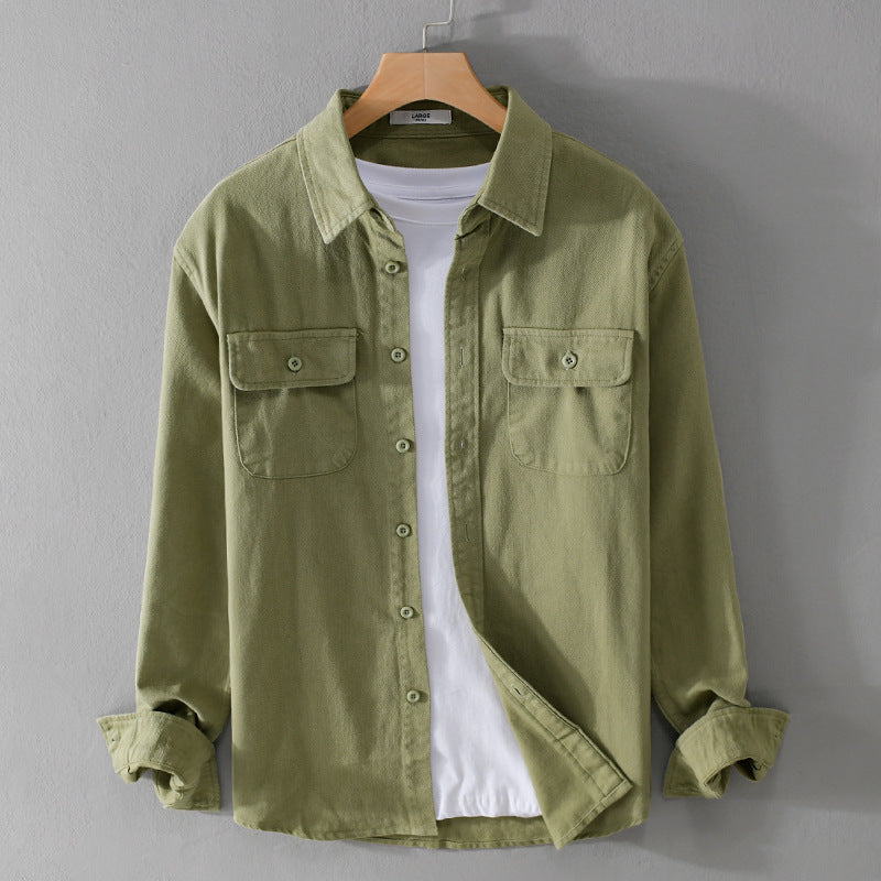 Men's Light Cotton Twill Overshirt with Chest Pockets and Relaxed Fit Mune Fashion