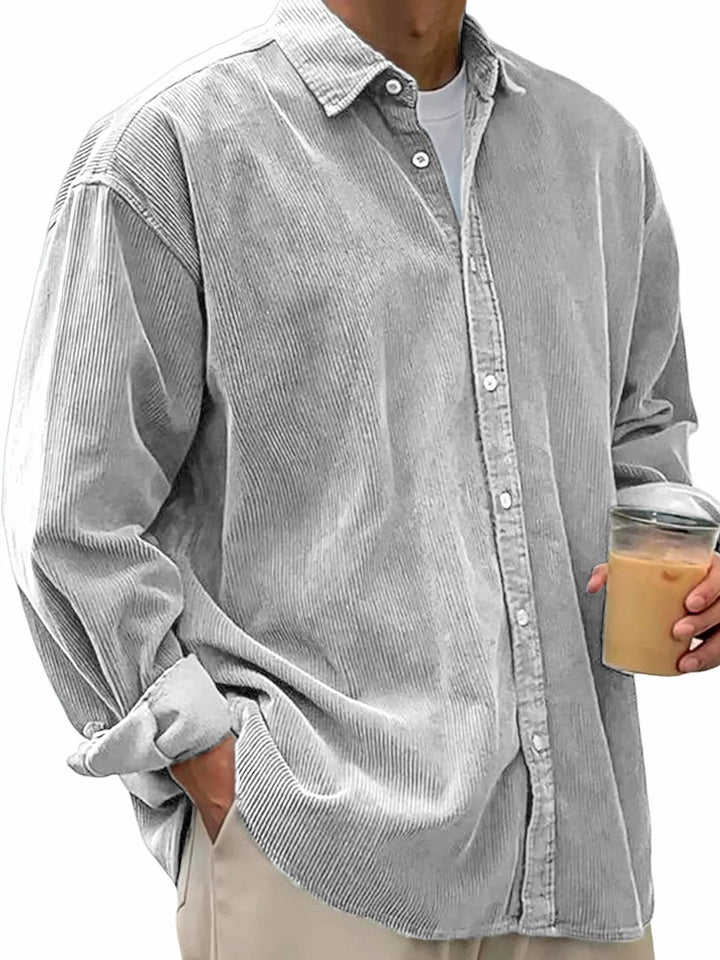 Men's long-sleeved oversized cord shirt with collar and continuous button placket Mune Fashion