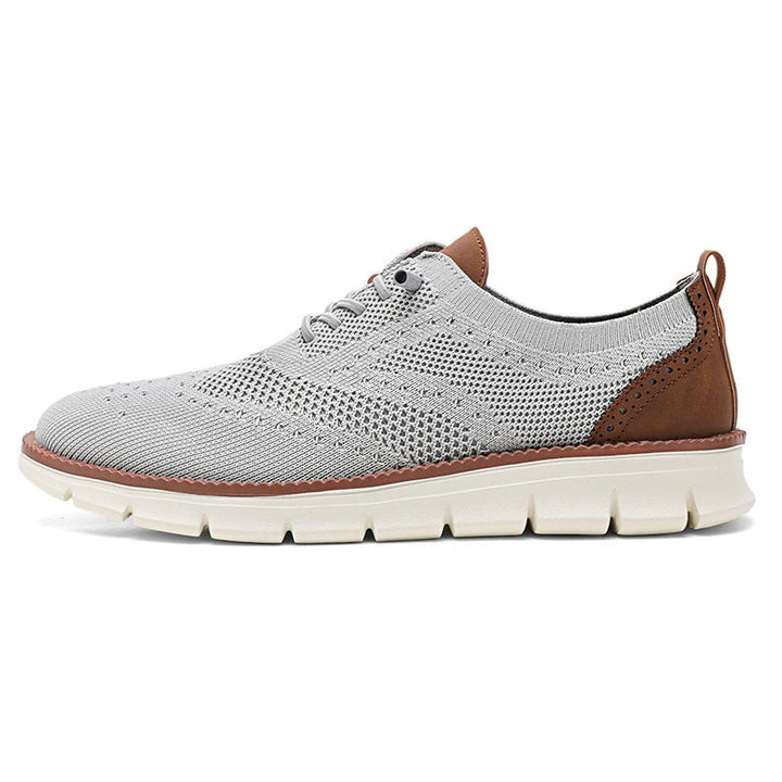 Men's knitted business casual lace-up with wingtip detailing and flexible EVA sole Mune Fashion