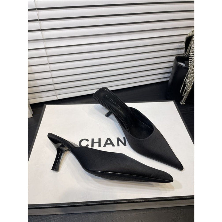 Women's pointed-toe mule with low kitten heel and backless design Mune Fashion