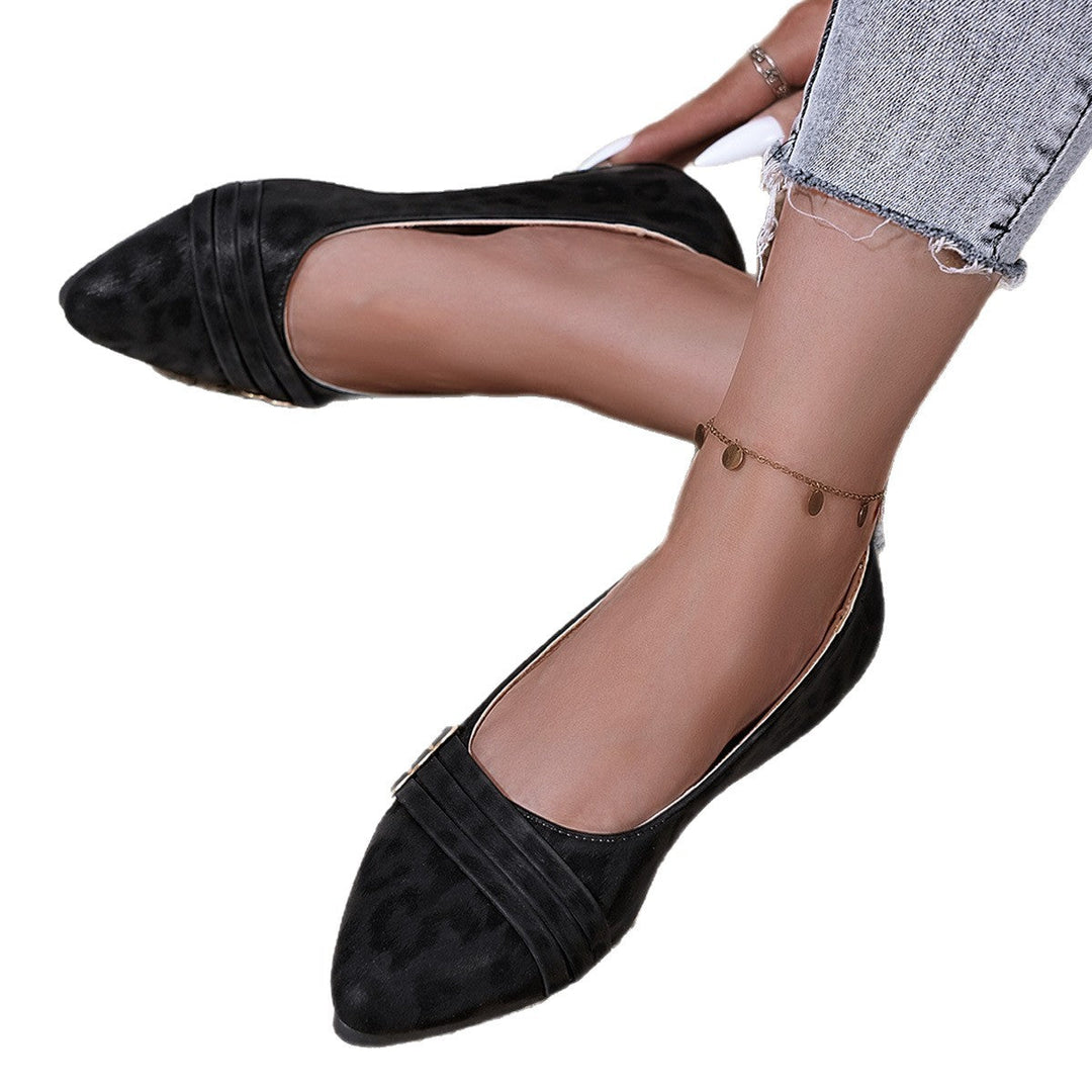 Elegant Women's Ballet Flats with Animal Print and Decorative Accents