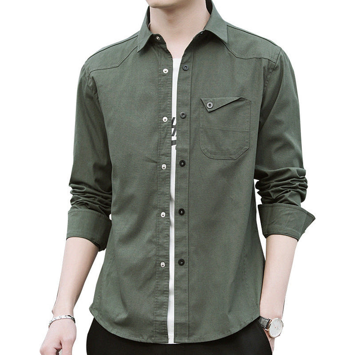 Men's cotton overshirt in worker style with chest flap pocket and shirt collar Mune Fashion