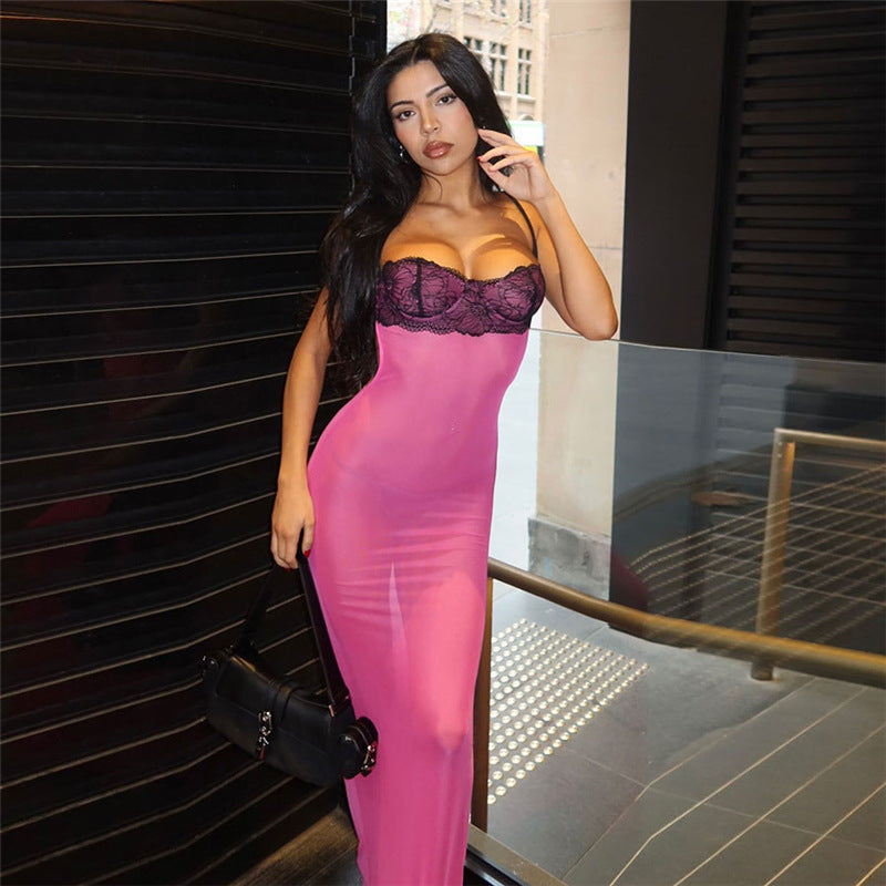 Elegant and Seductive Sheer Lace Nightgown
