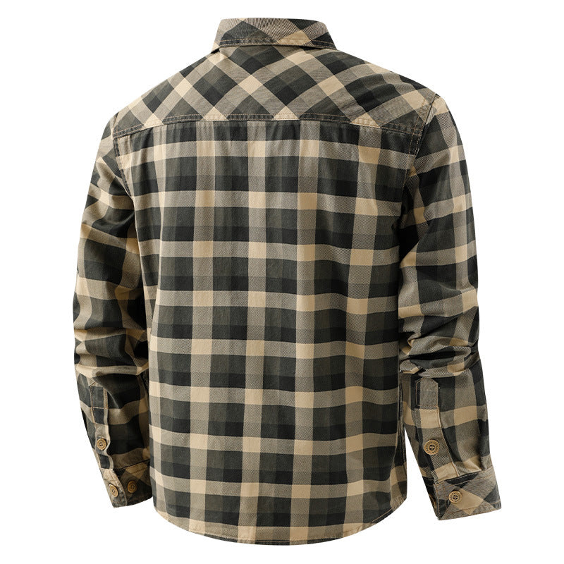 Men's Checkered Long Sleeve Shirt with Pockets Mune Fashion