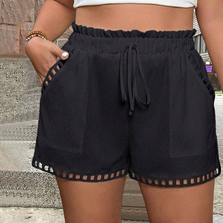 Women's Casual Shorts with Elastic Waist and Mesh Detail
