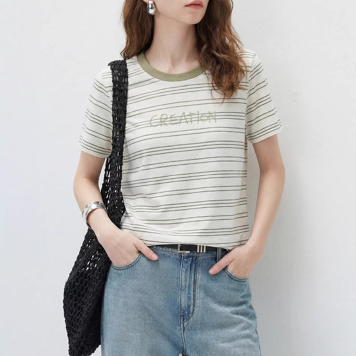 Damen Modernes Streifen-Shirt mit Rundhalsausschnitt Mune Fashion