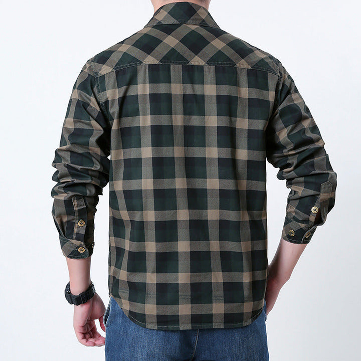 Men's Checkered Long Sleeve Shirt with Pockets Mune Fashion