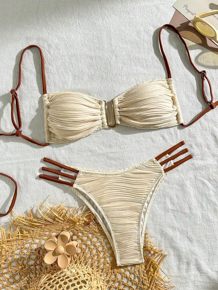 Women's triangle bikini with elegant gathering design and trendy strap details Mune Fashion