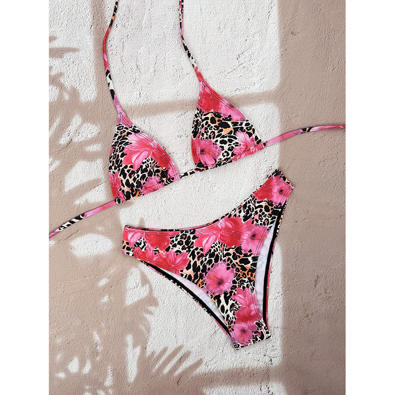 Women's triangle bikini with animal print and high leg cut Mune Fashion