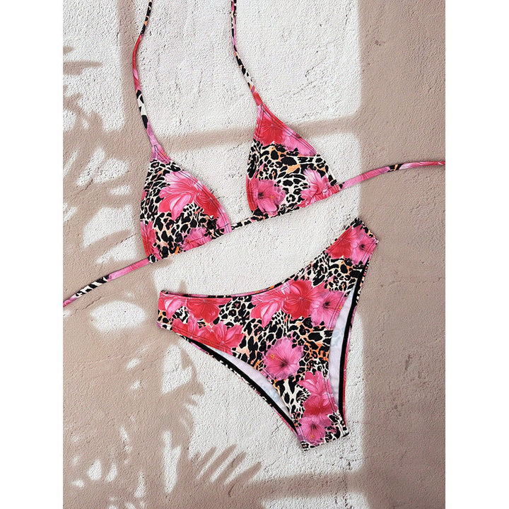 Women's triangle bikini with animal print and high leg cut Mune Fashion