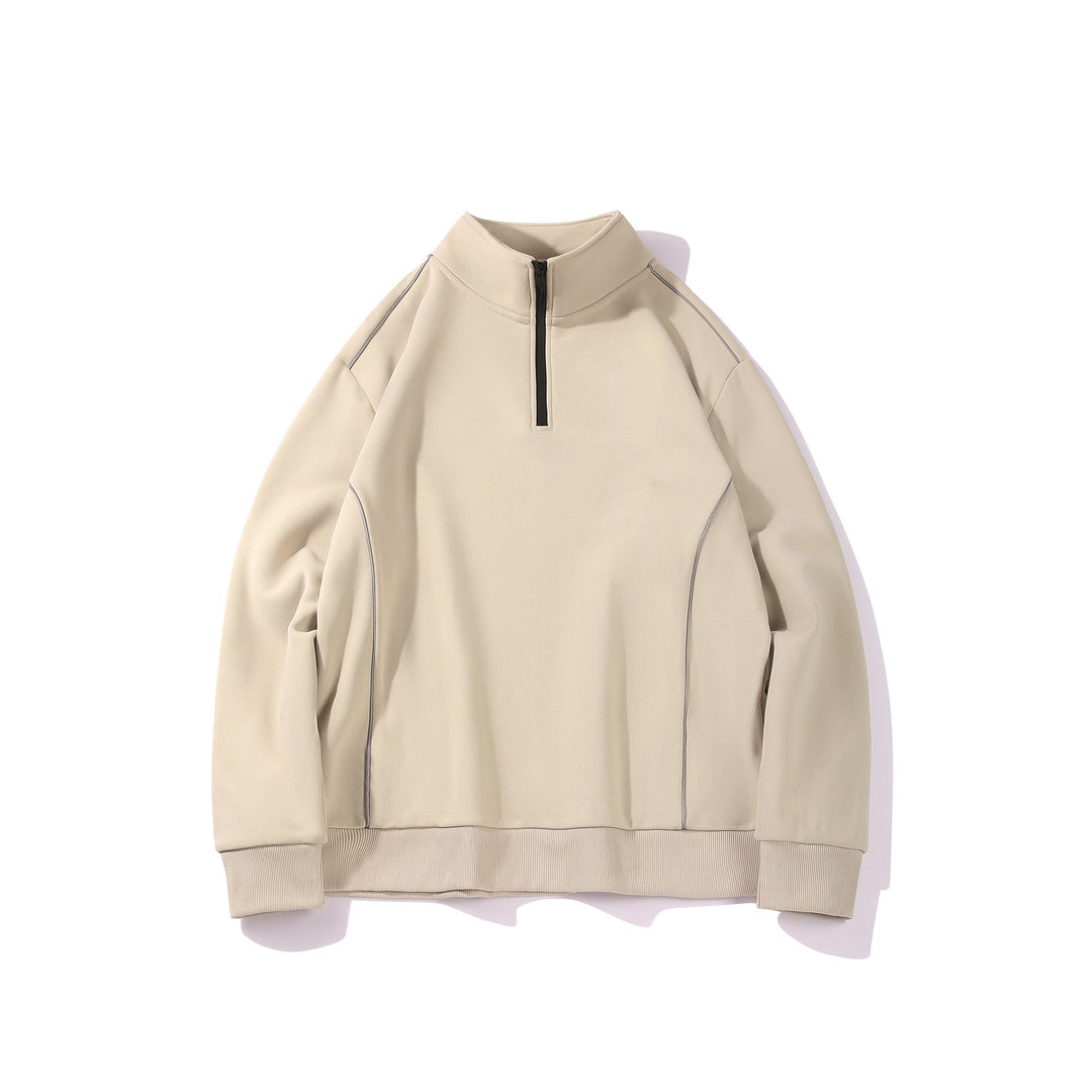 Herren Halfzip-Sweatshirt mit Stehkragen, reflektierenden Kedernähten und geripptem Saum Mune Fashion