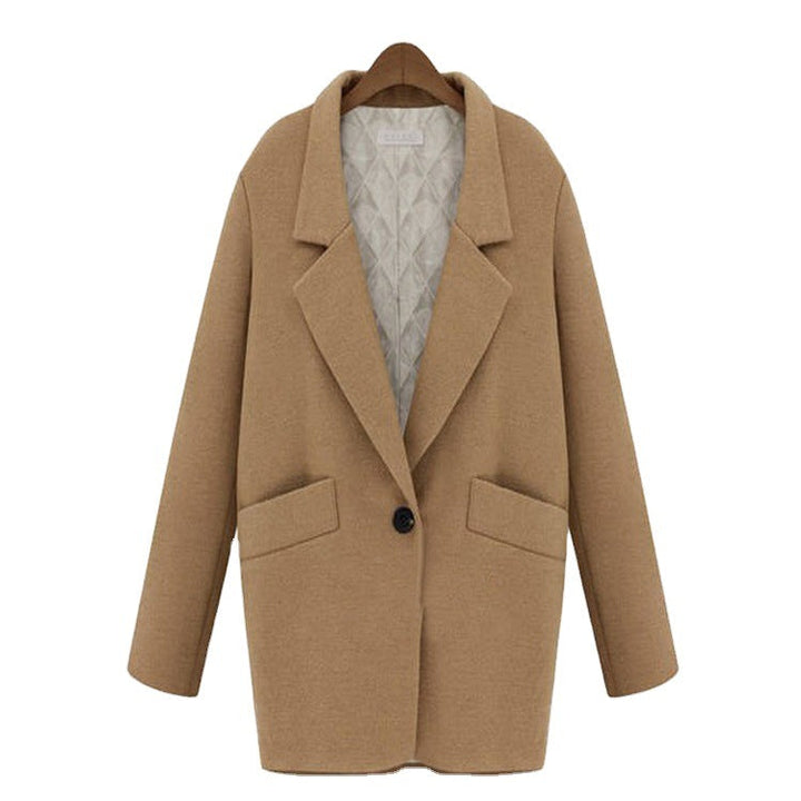 Women Oversized Wool Blend Short Coat with Quilted Lining and Flap Pockets Mune Fashion