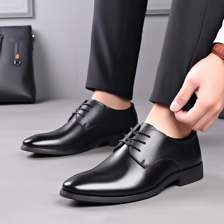 Men's Elegant Derby Business Lace-Up Shoes made of Smooth Leather with Narrow Last Mune Fashion