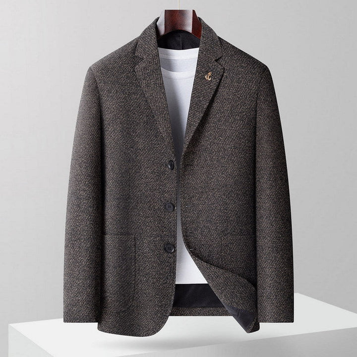 Men's Wool Blend Blazer with Herringbone Structure, Light Thermal Insulation and Patch Pockets Mune Fashion