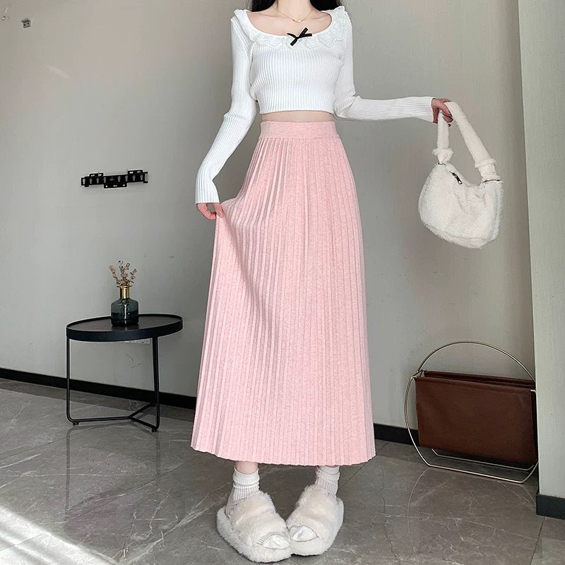 Women's Pleated Maxi Skirt with Voluminous Hem Mune Fashion