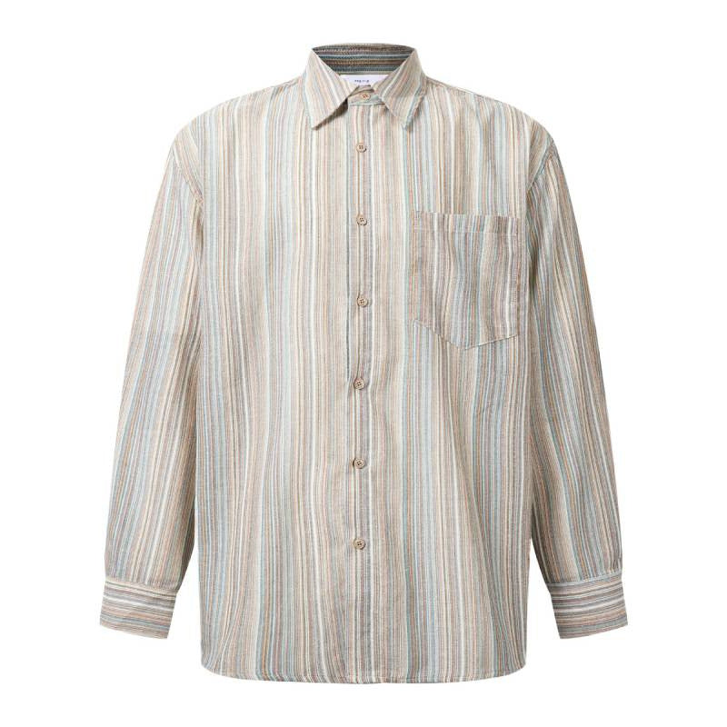 Men's Elegant Long Sleeve Shirt with Stripes Mune Fashion