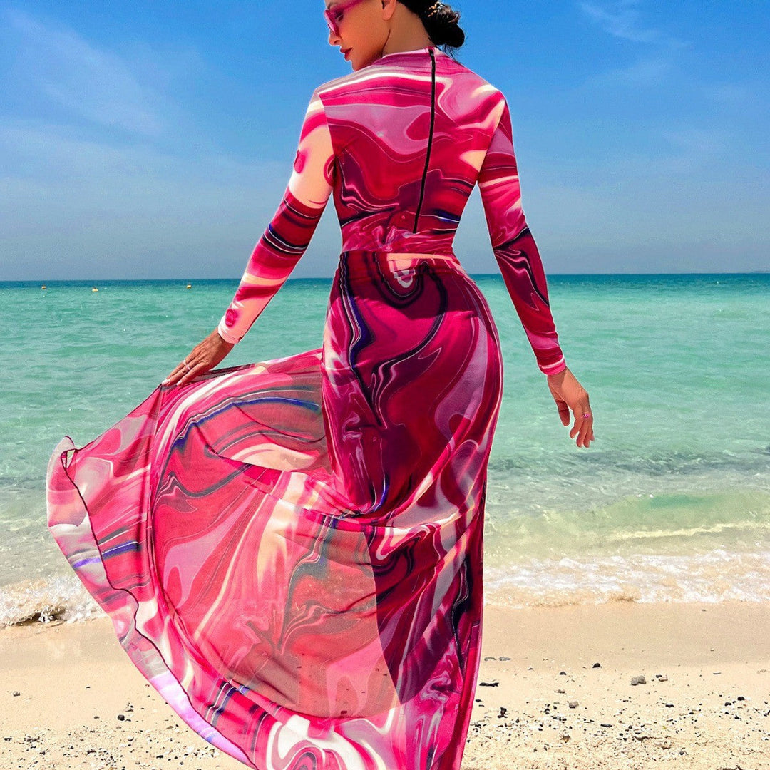 Ladies elegant beach suit with transparent skirt Mune Fashion