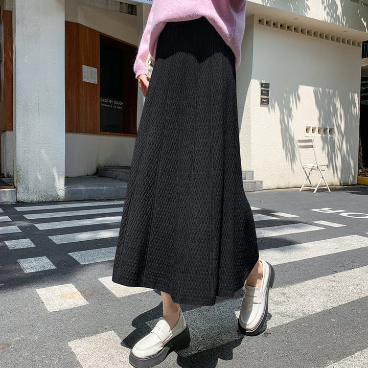 Women's Long Knitted Skirt with Elegant Design Mune Fashion