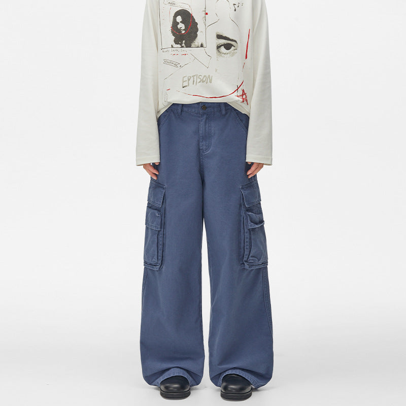 Men's cargo pants with wide cut and large side pockets Mune Fashion