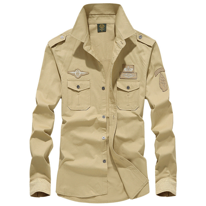 Men's Casual Long Sleeve Shirt in Military Style Mune Fashion