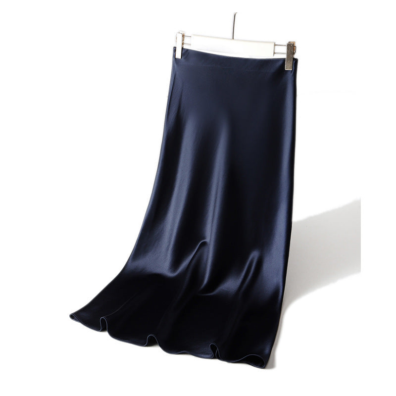 Women Elegant Maxi Skirt made of Flowing Satin Mune Fashion