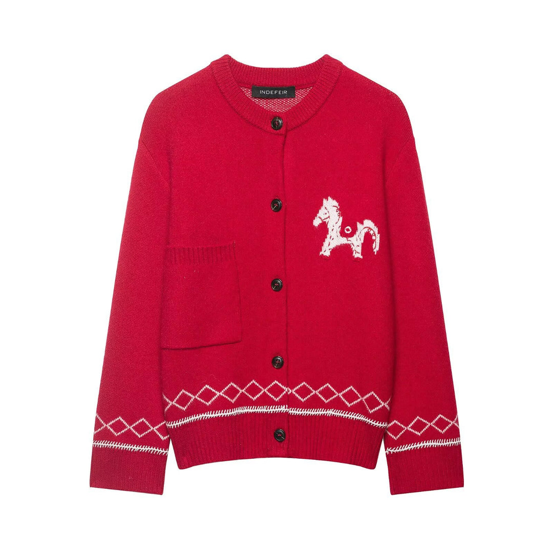 Women’s fine knit cardigan with crocheted Peter Pan collar Mune Fashion