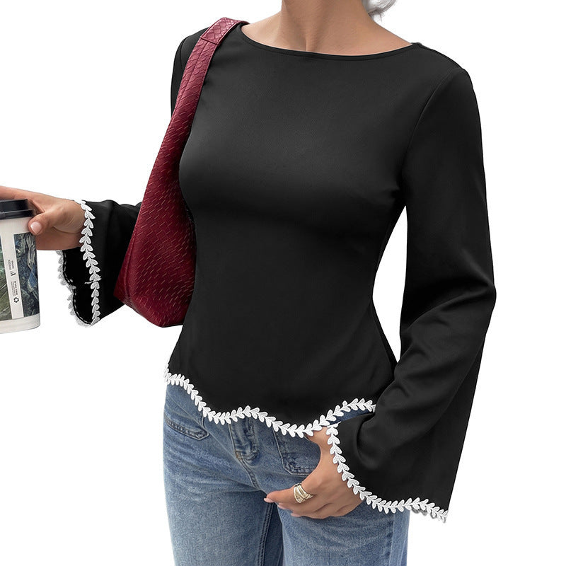 Women Elegant Top with Lace Details Mune Fashion
