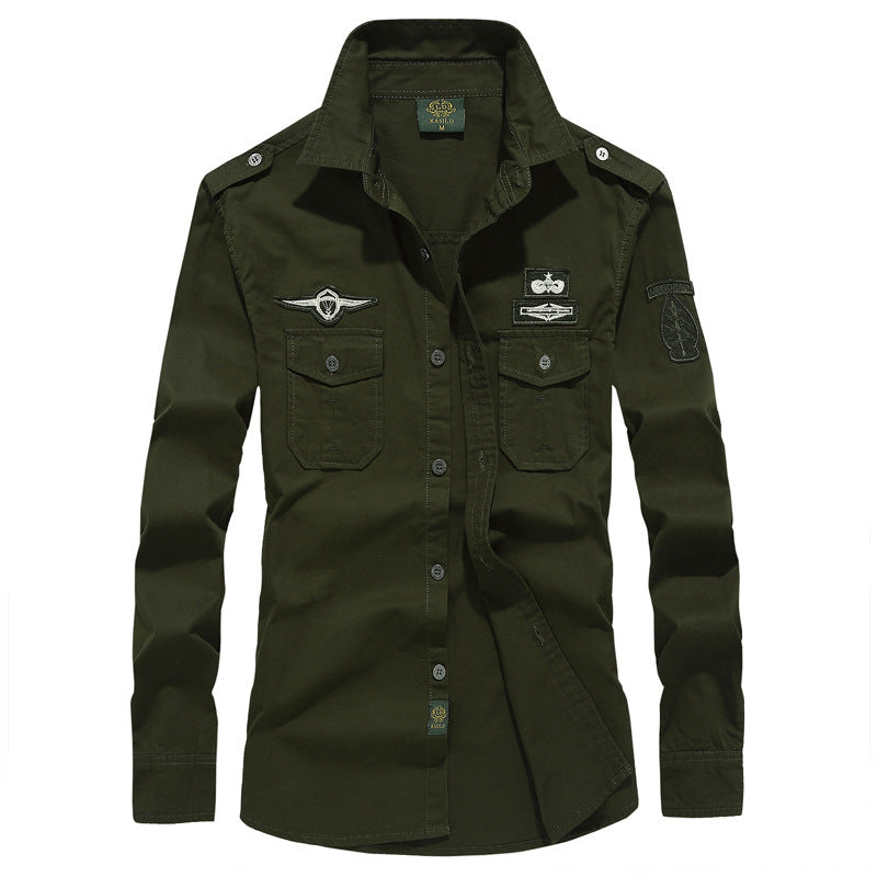 Men's Casual Long Sleeve Shirt in Military Style Mune Fashion