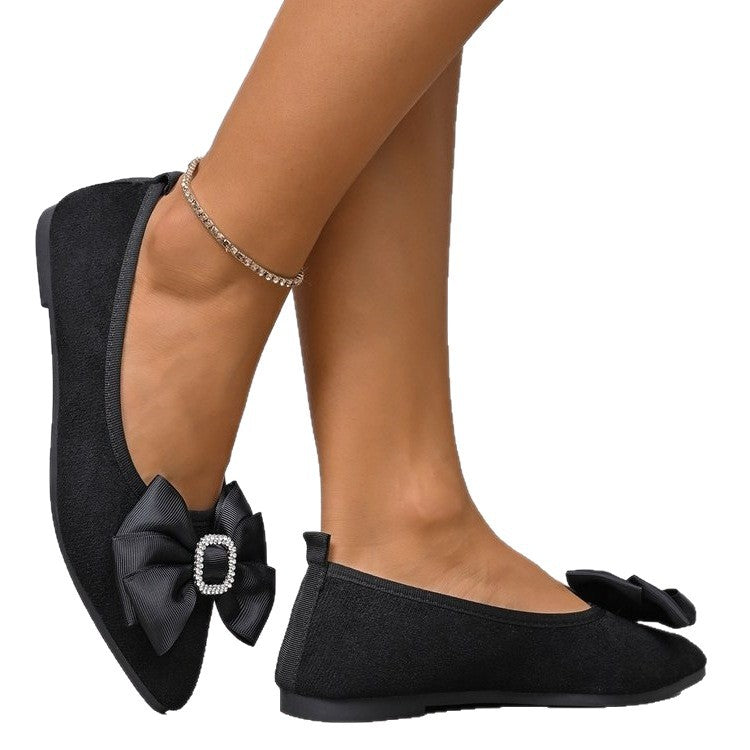 Elegant Women's Ballet Flats with Glamorous Bow Detail