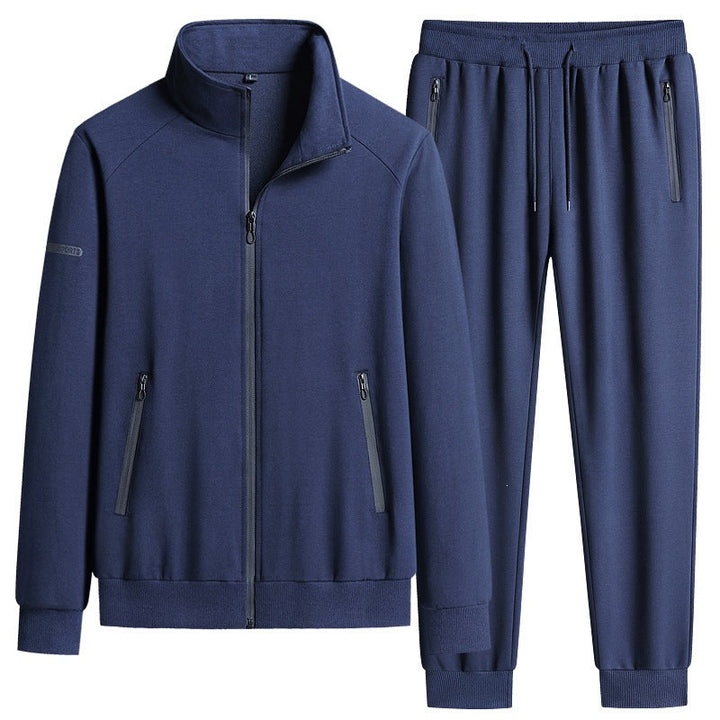 Men's Sporty Softshell Training Suit Set with Fleece-Lined Jacket and Tapered Jogging Pants Mune Fashion