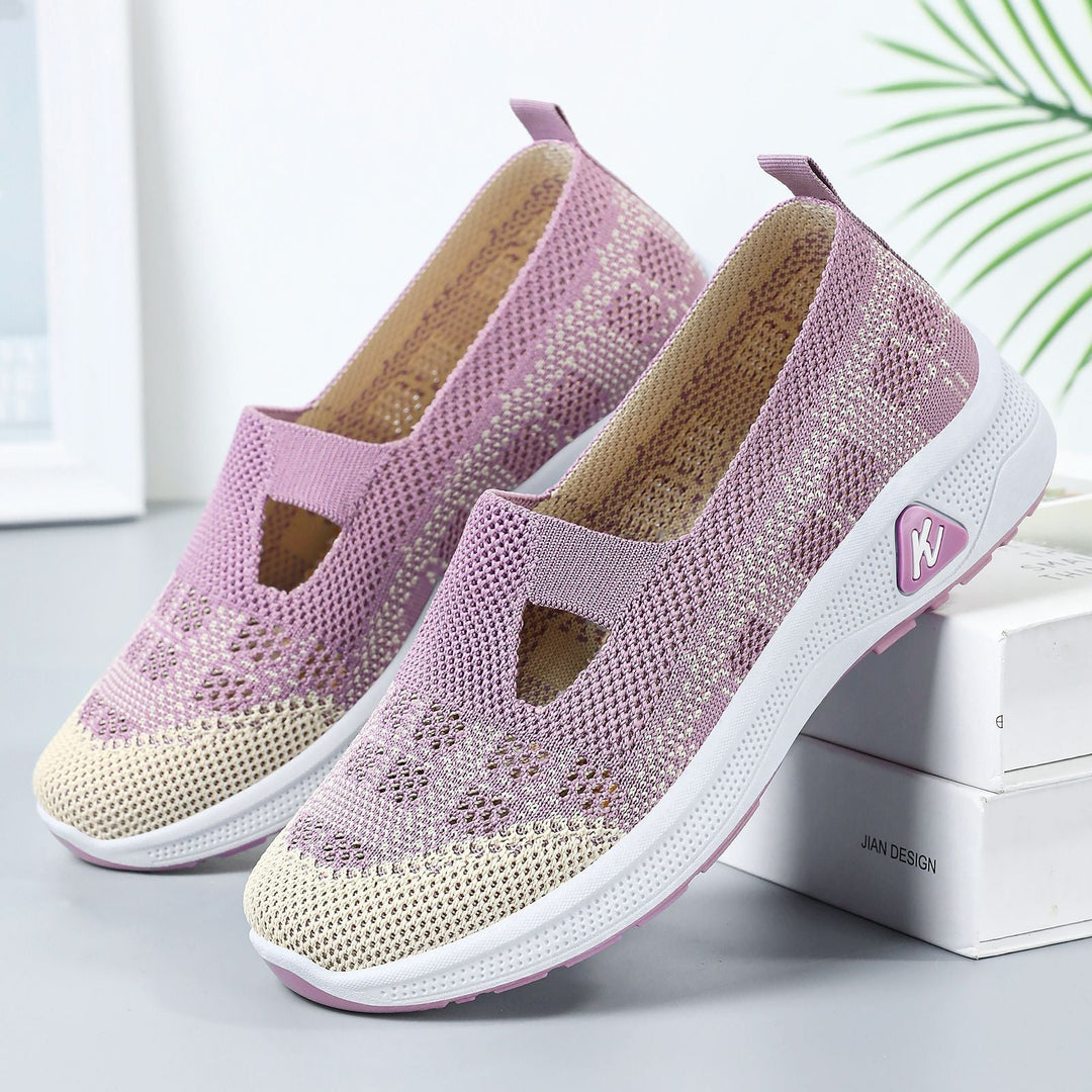Women's Elastic Slip-On Sneakers with Breathable Knit Design