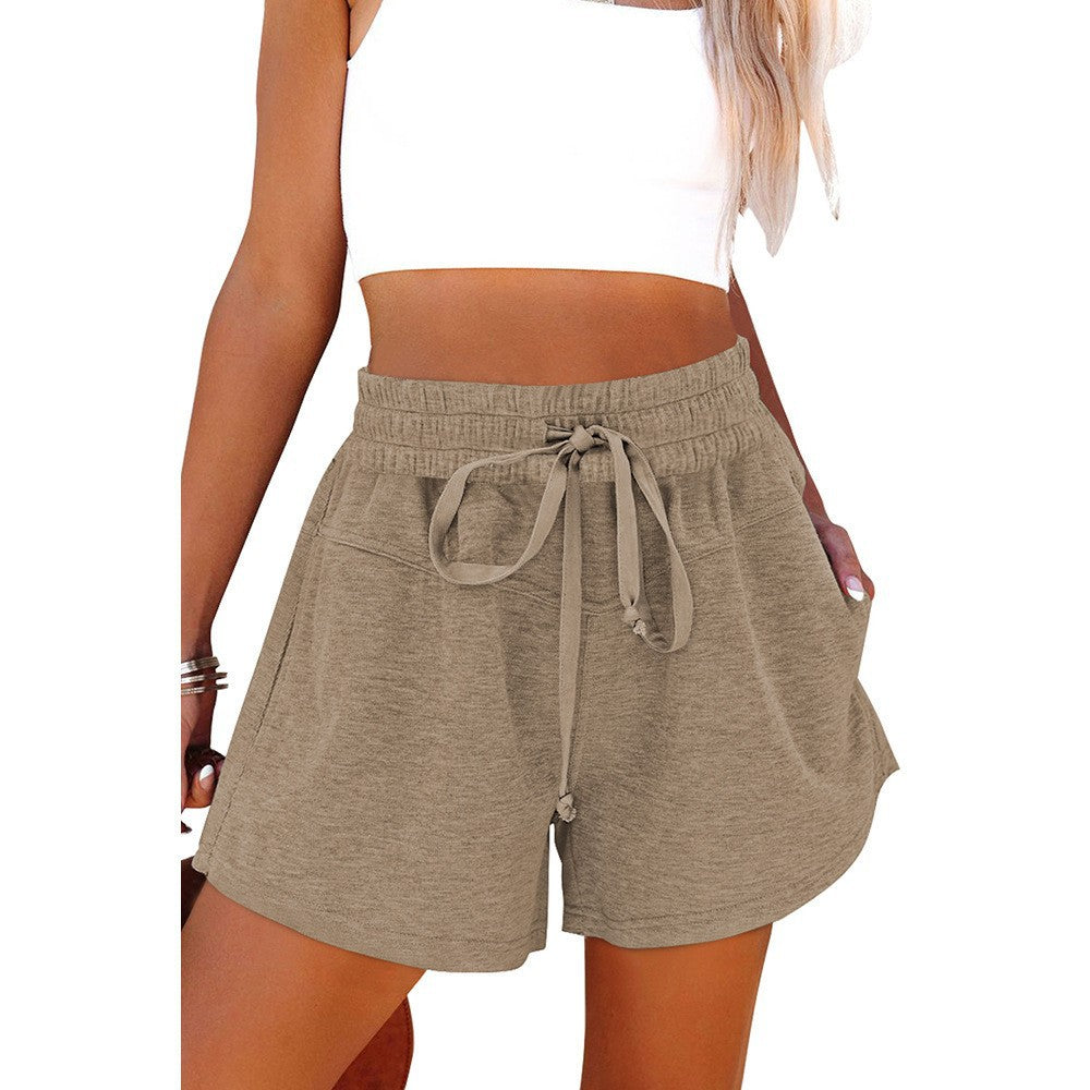 Women's Comfortable Sport Shorts with Elastic Waist and Side Pockets