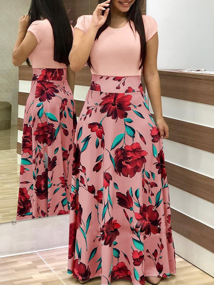 Women's Flowing Maxi Skirt with High Waist and Large Floral Print Mune Fashion