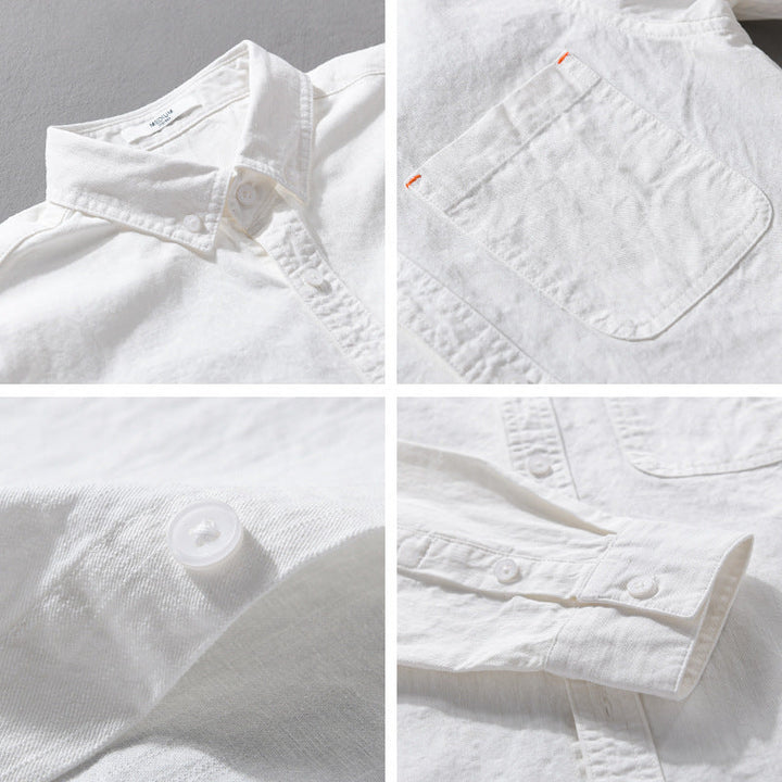 Men's Lightweight Cotton Overshirt in Shirt Jacket Style with Chest Pocket and Button-Down Collar Mune Fashion
