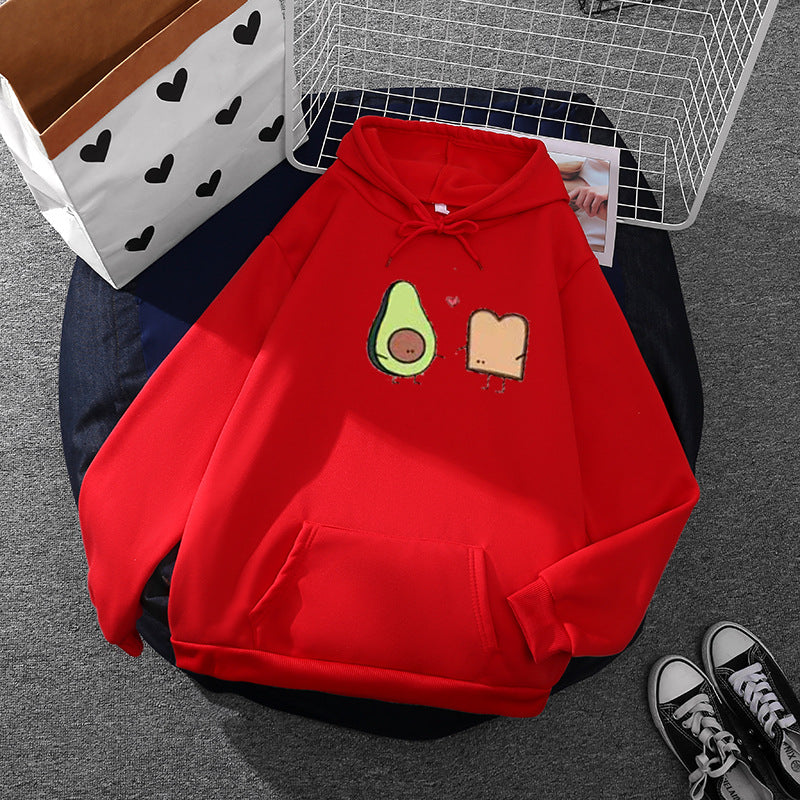 Women's cozy hooded sweatshirt with avocado toast illustration, soft fleece lining, and kangaroo pocket Mune Fashion