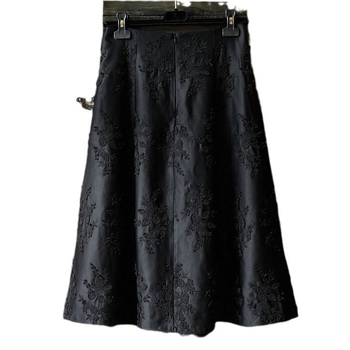 Ladies Elegant Maxi Skirt with Floral Relief Mune Fashion