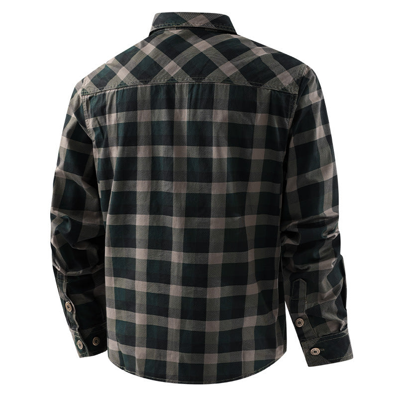 Men's Checkered Long Sleeve Shirt with Pockets Mune Fashion