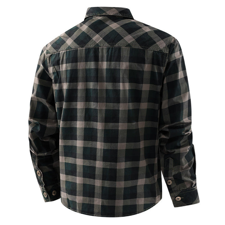 Men's Checkered Long Sleeve Shirt with Pockets Mune Fashion