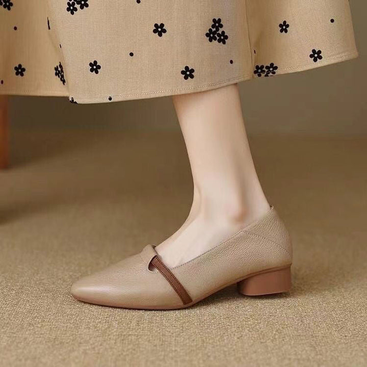 Elegant Women's Ballet Flats with Comfortable Block Heel and Fashionable Strap
