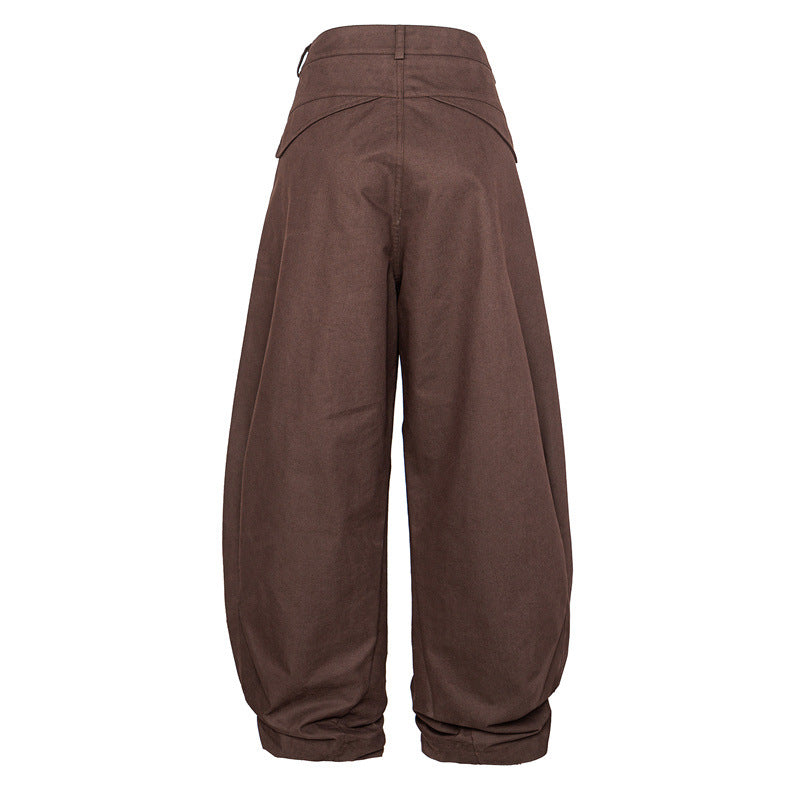 Women High Waist Culotte Pants made of heavy cotton blend with folded waistband Mune Fashion