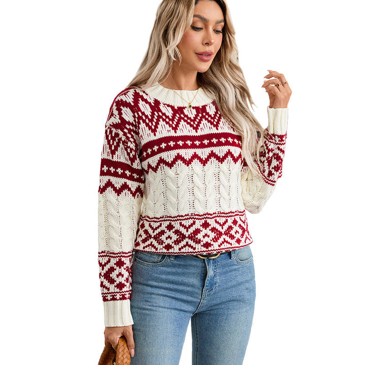 Women’s Norwegian knit sweater with cable pattern and Fair Isle jacquard Mune Fashion