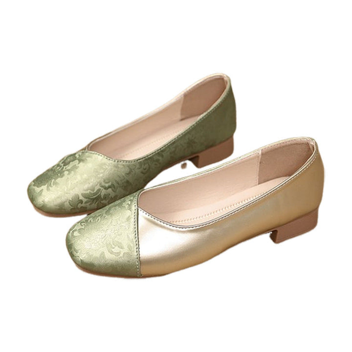 Women's Elegant Ballet Flats with Metallic and Floral Accents