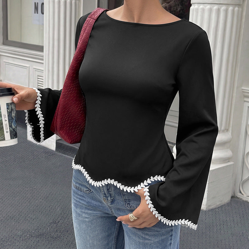 Women Elegant Top with Lace Details Mune Fashion