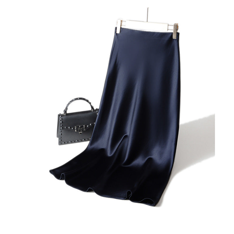 Women Elegant Maxi Skirt made of Flowing Satin Mune Fashion