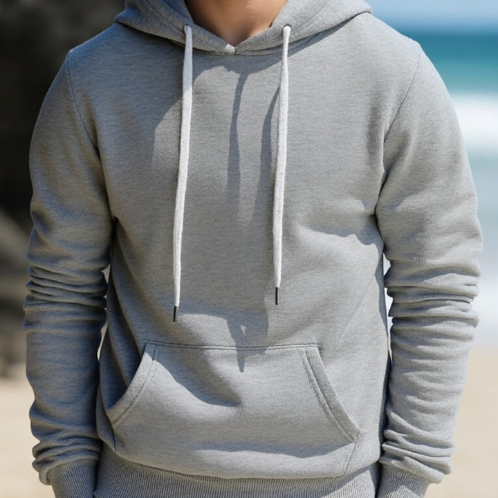 Men's hoodie made of French terry with kangaroo pocket & ribbed hem Mune Fashion
