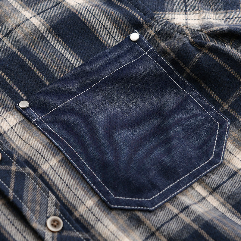 Men's checkered flannel overshirt in relaxed-fit with contrasting chest pocket Mune Fashion