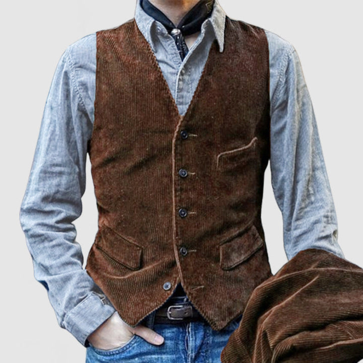 Men's cord waistcoat in rustic look with practical pockets Mune Fashion